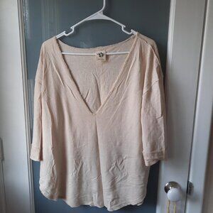 We the Free/Free People oversize 3/4 length sleeve top size L